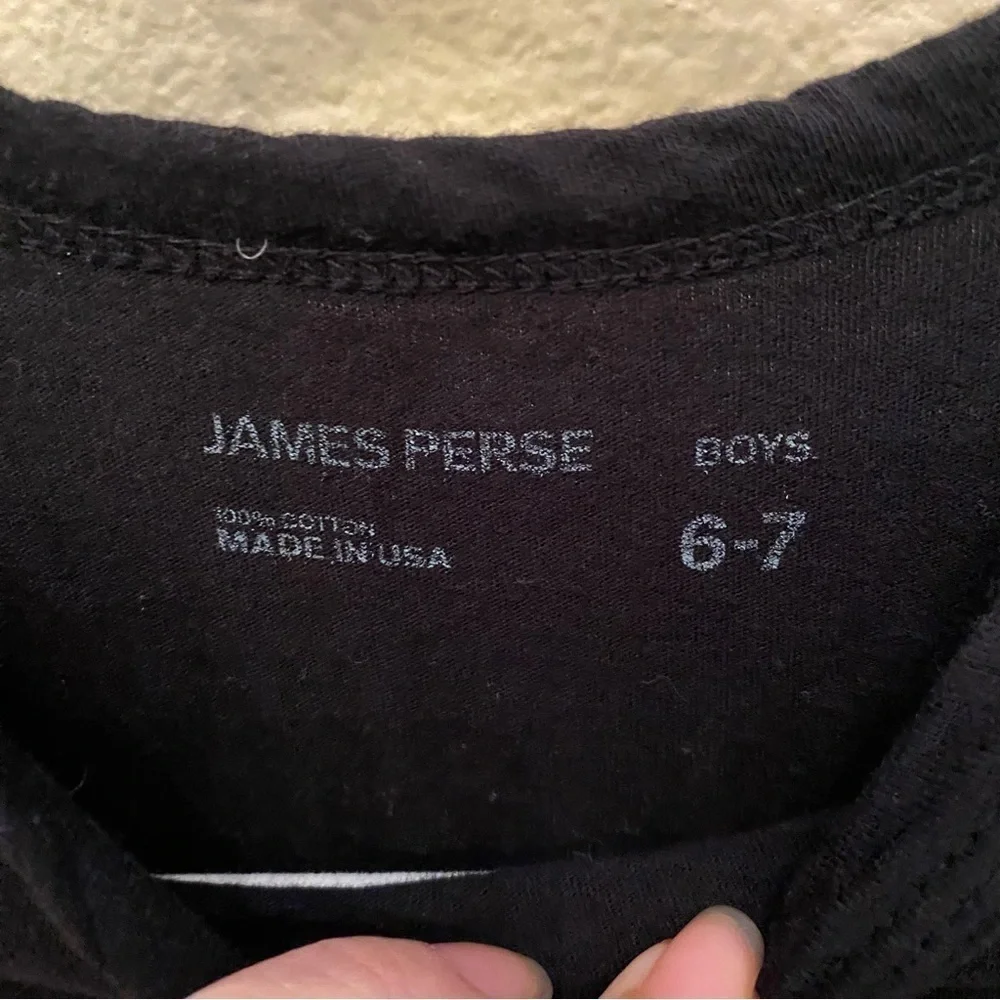 JAMES PERSE Boys Kids Black Graphic T-Shirt Size 6-7 Yrs